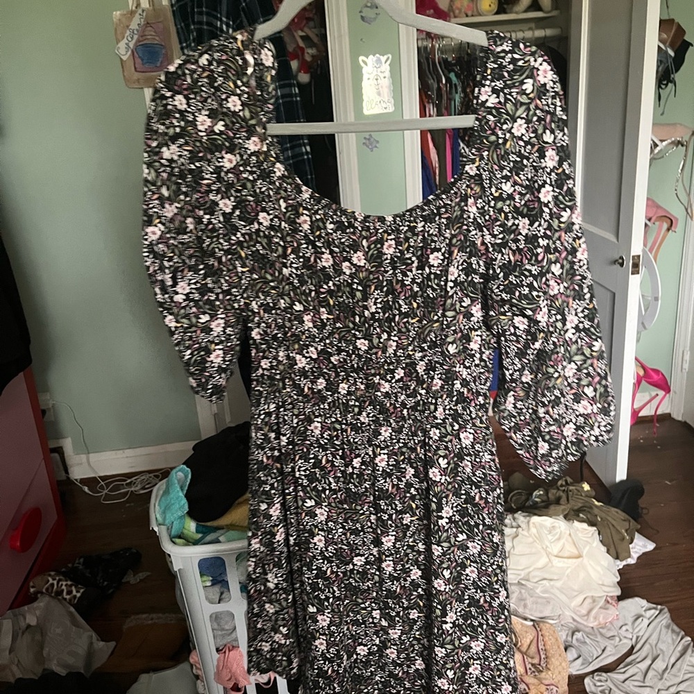 AUW Black Floral Dress